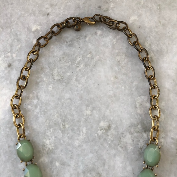 J. Crew Statement Blue Green Necklace Art Deco style - Picture 3 of 4